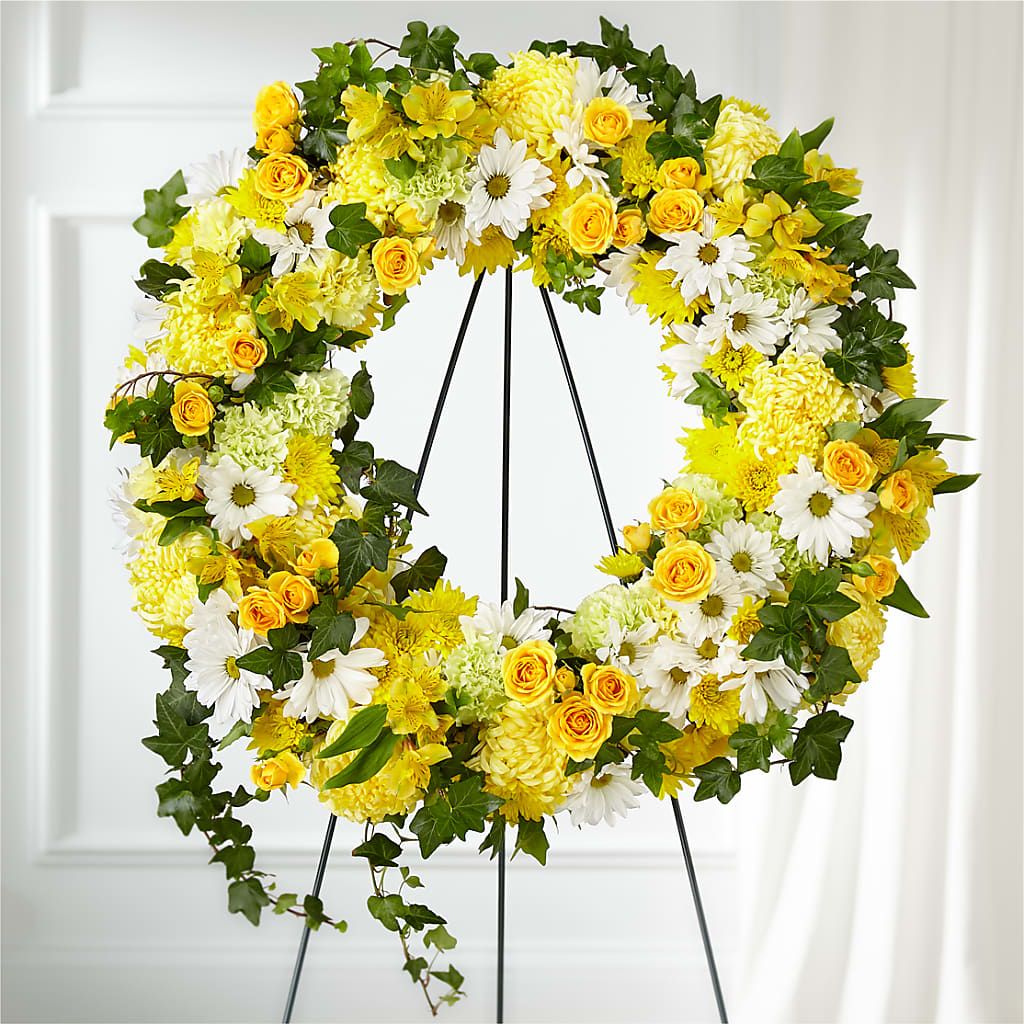 Golden Remembrance Wreath – Wheeling Flower Shop Inc, Wheeling WV