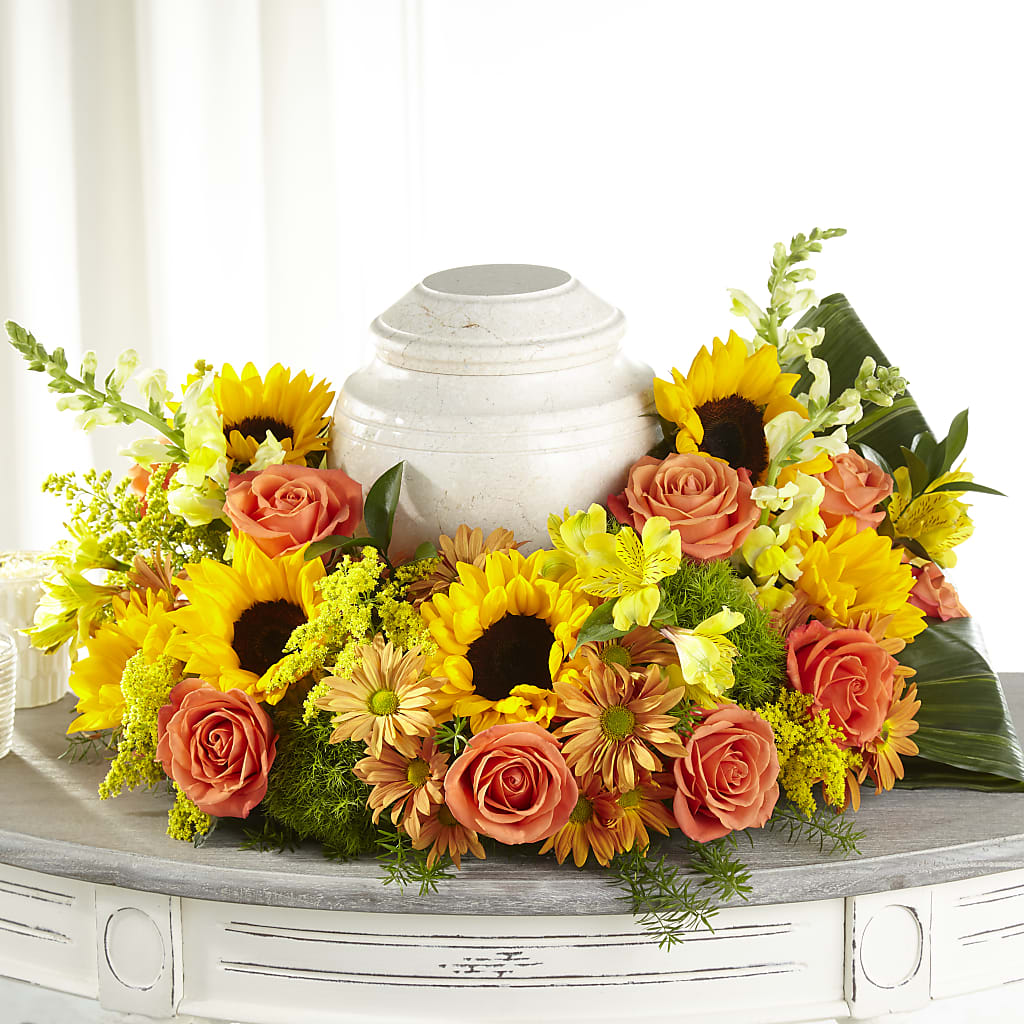 Faithful Sunflower Cremation Adornment – Wheeling Flower Shop Inc, Wheeling WV