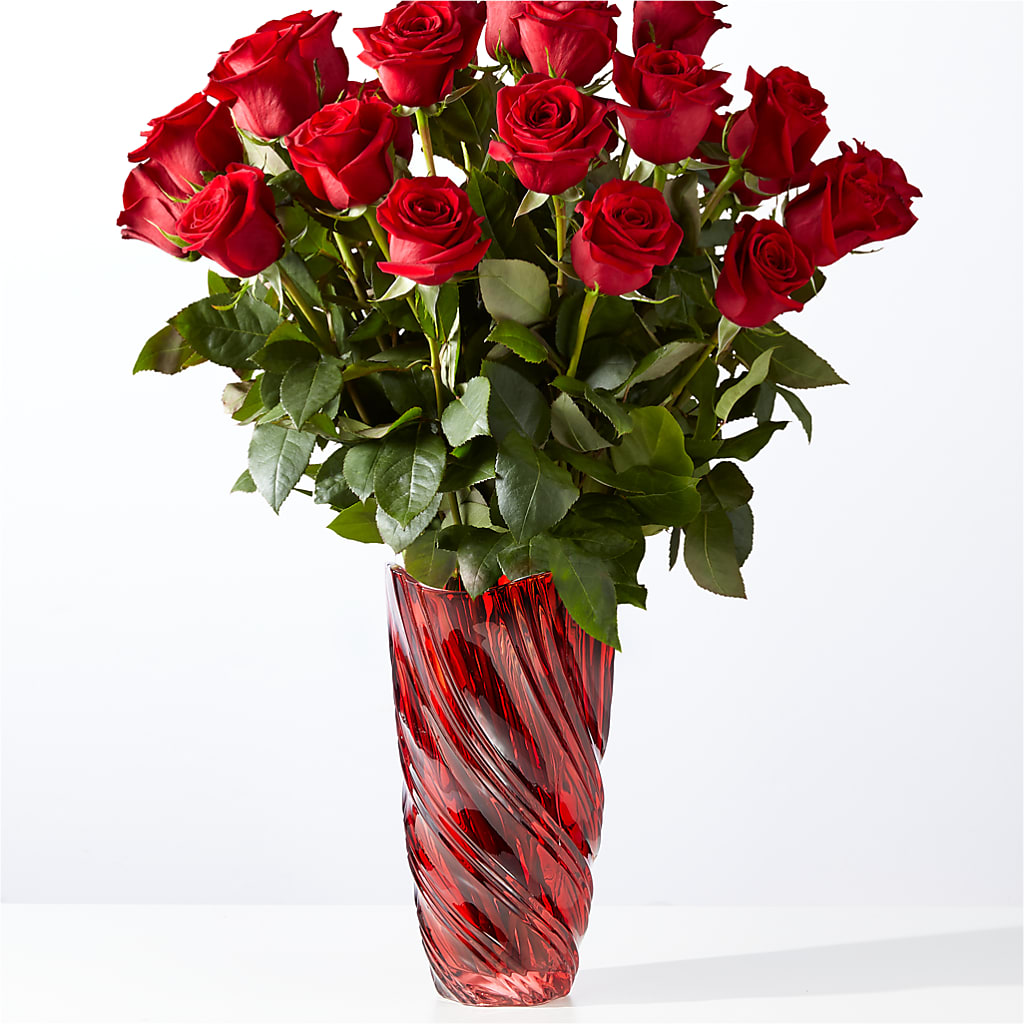 Classic Love Red Rose Bouquet with Luxe Swirl Vase – Wheeling Flower Shop Inc, Wheeling WV