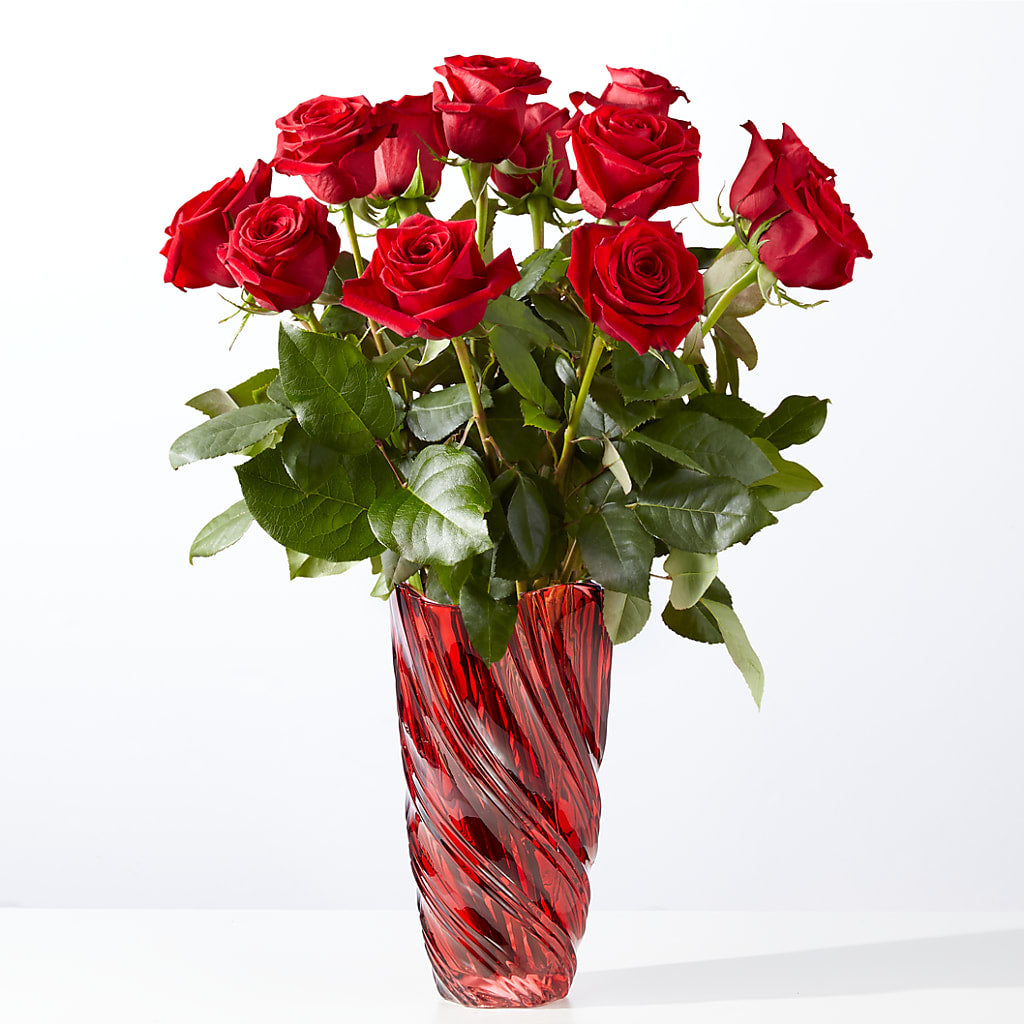 Classic Love Red Rose Bouquet with Luxe Swirl Vase – Wheeling Flower Shop Inc, Wheeling WV