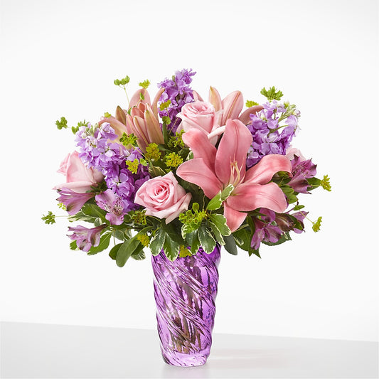 Precious Petals Bouquet with Luxe Swirl Vase –  Wheeling Flower Shop Inc, Wheeling WV