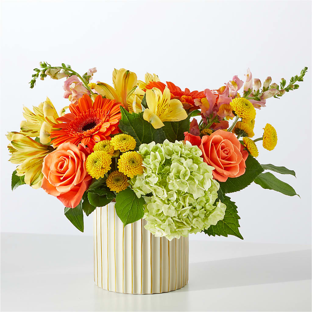 Autumn Sunshine Bouquet with Ivory Vase –  Wheeling Flower Shop Inc, Wheeling WV