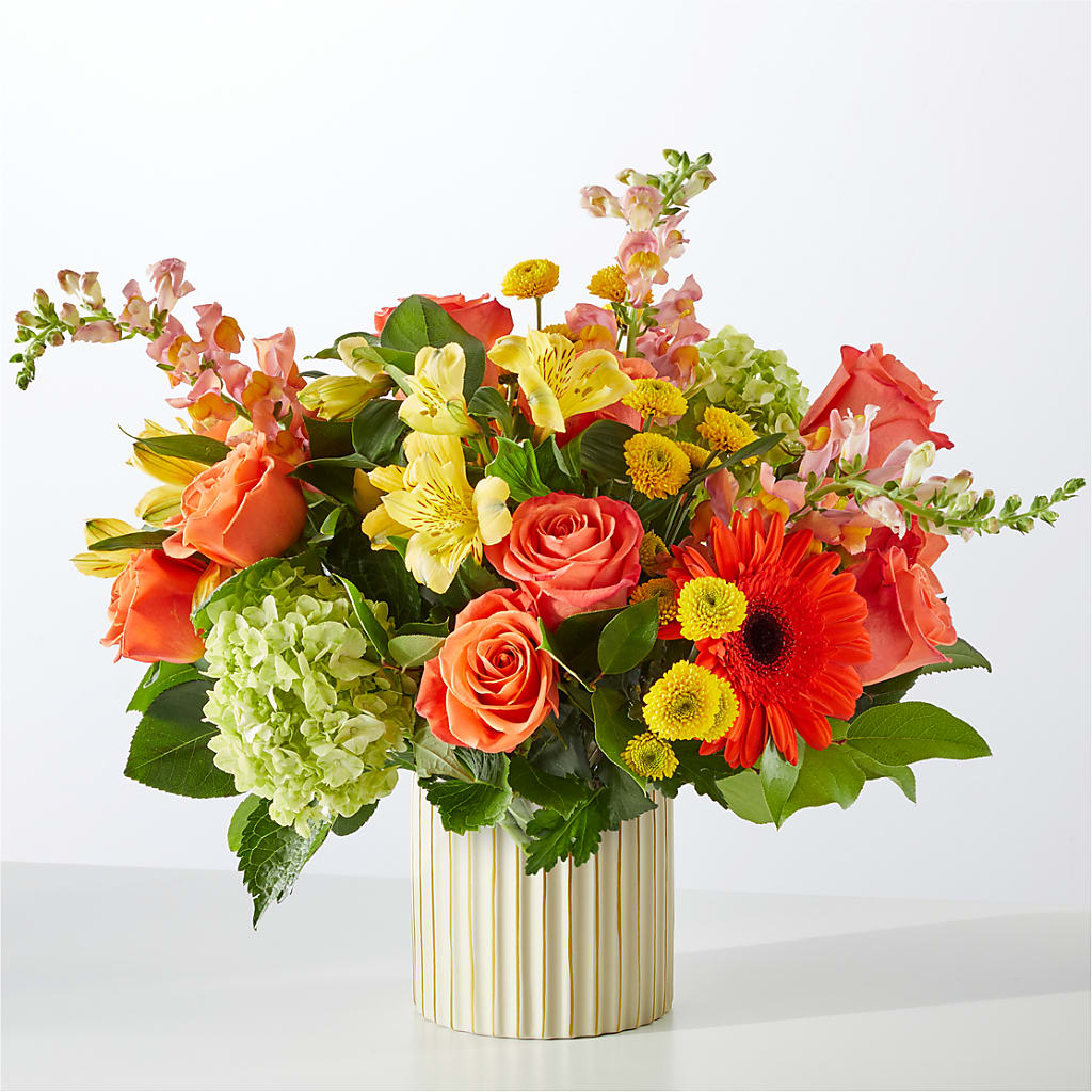 Autumn Sunshine Bouquet with Ivory Vase –  Wheeling Flower Shop Inc, Wheeling WV