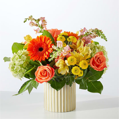 Autumn Sunshine Bouquet with Ivory Vase –  Wheeling Flower Shop Inc, Wheeling WV