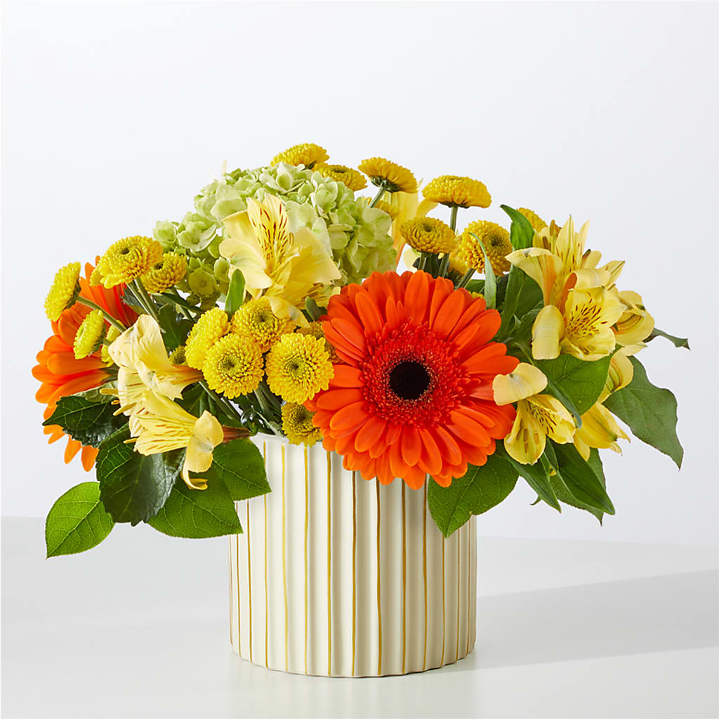 Autumn Sunshine Bouquet with Ivory Vase –  Wheeling Flower Shop Inc, Wheeling WV