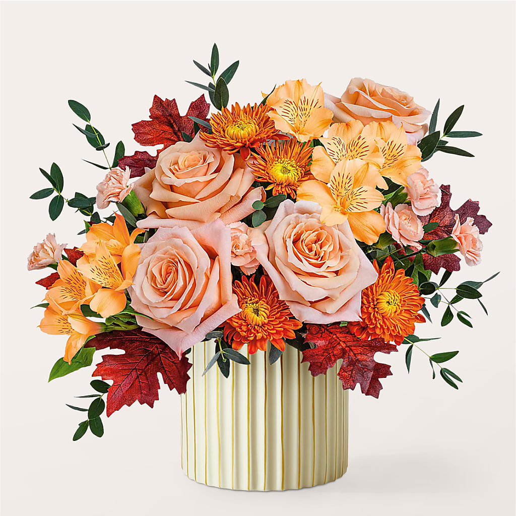 Spiced Latte Bouquet with Ivory Vase –  Wheeling Flower Shop Inc, Wheeling WV