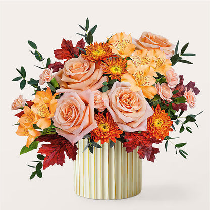 Spiced Latte Bouquet with Ivory Vase –  Wheeling Flower Shop Inc, Wheeling WV