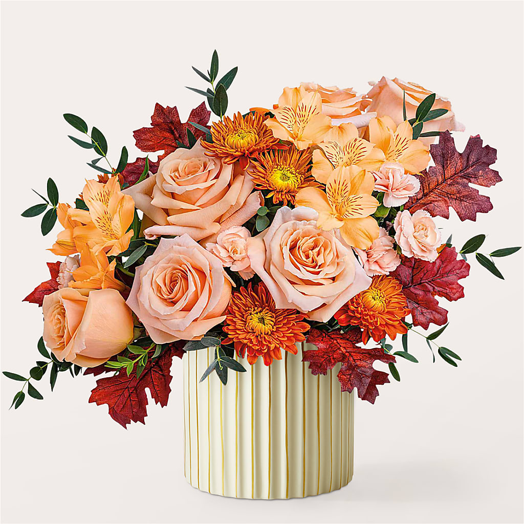 Spiced Latte Bouquet with Ivory Vase –  Wheeling Flower Shop Inc, Wheeling WV