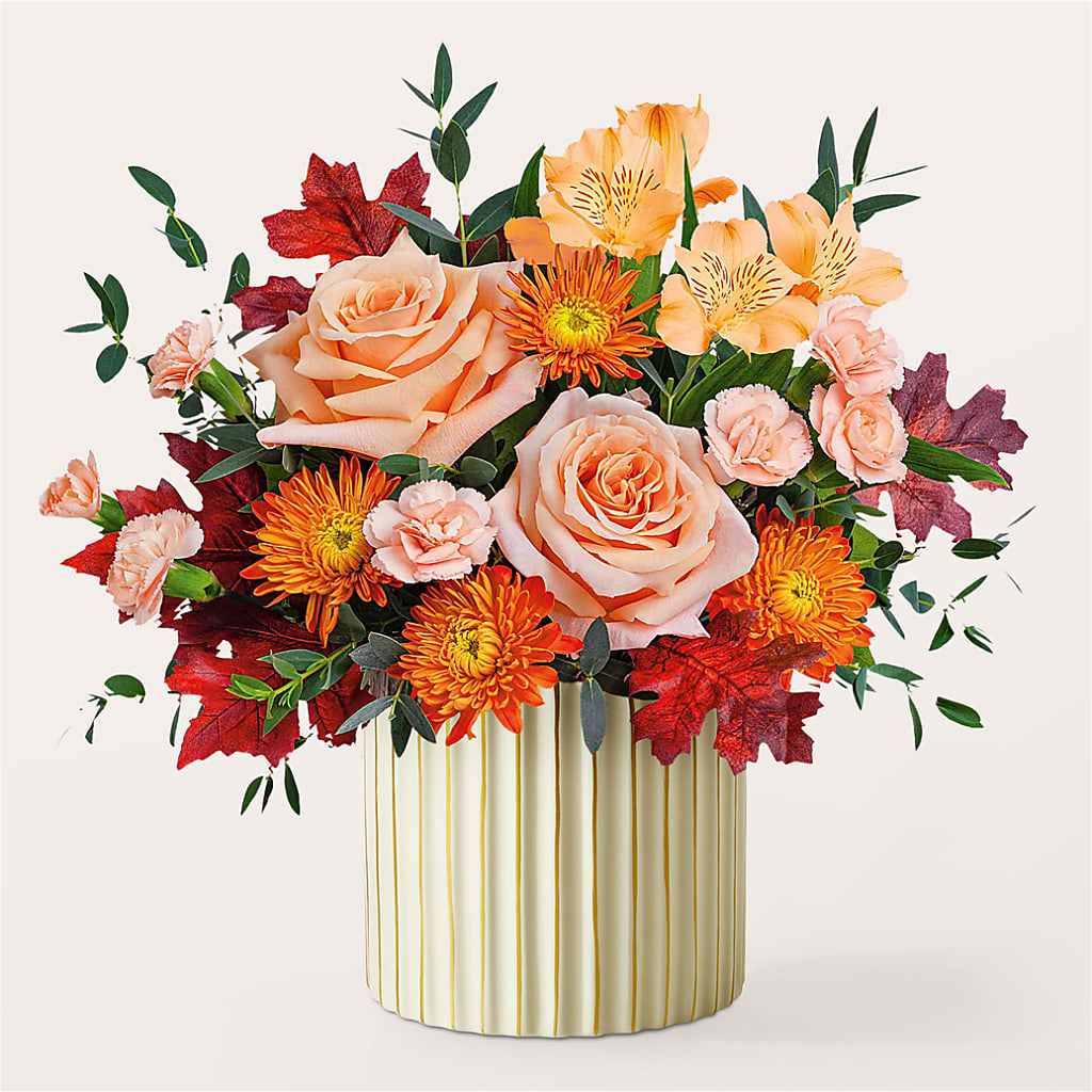 Spiced Latte Bouquet with Ivory Vase –  Wheeling Flower Shop Inc, Wheeling WV